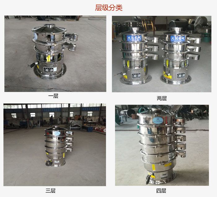小型不銹鋼振動(dòng)篩層級(jí)展示：一層，兩層，三層，四層等。