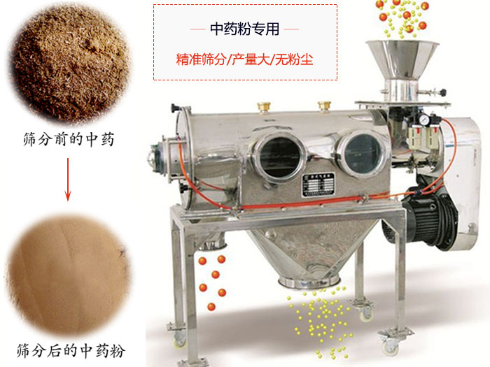 WQS50-130臥式氣流篩：中藥粉專用篩：精度篩分/產(chǎn)量大/無粉塵符合標準。