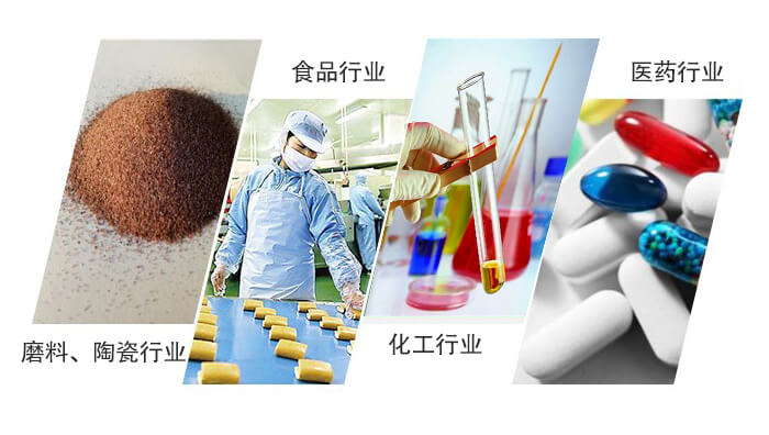 圓形旋振篩適用行業(yè)：磨料，陶瓷行業(yè)，食品行業(yè)，化工行業(yè)，醫(yī)藥行業(yè)。