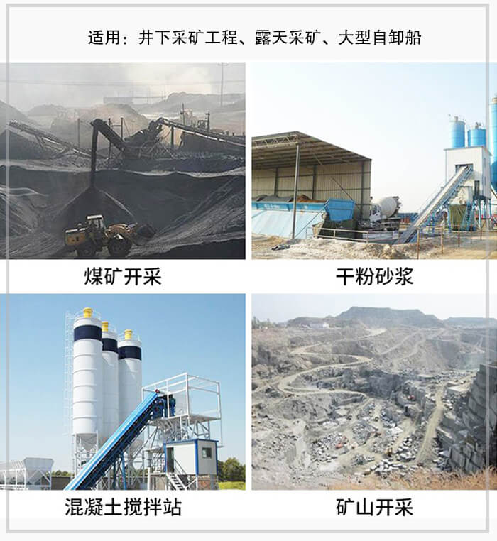 大傾角皮帶輸送機(jī)適用于煤礦開采，混凝土攪拌站，干粉砂漿，礦山開采等行業(yè)中。