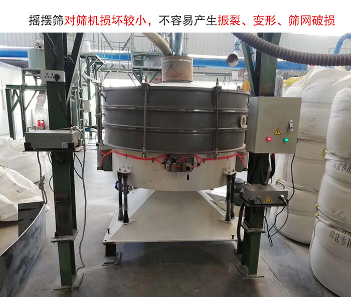 搖擺篩沒有振動力借助的主要是篩箱搖晃，所以磨損較小。